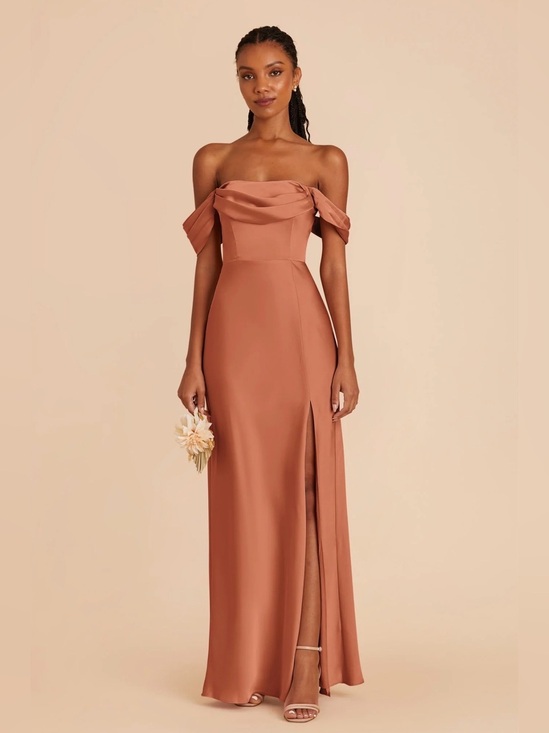 Birdy Grey Dresses & Skirts - BIRDY GRAY XS Wedding Formal MIA Shiny Satin Maxi Dress Terracotta Convertible